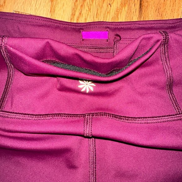 Athleta Contender Side Stripe Capri Crop Leggings Plum Small NEW WITH TAG - Picture 6 of 6